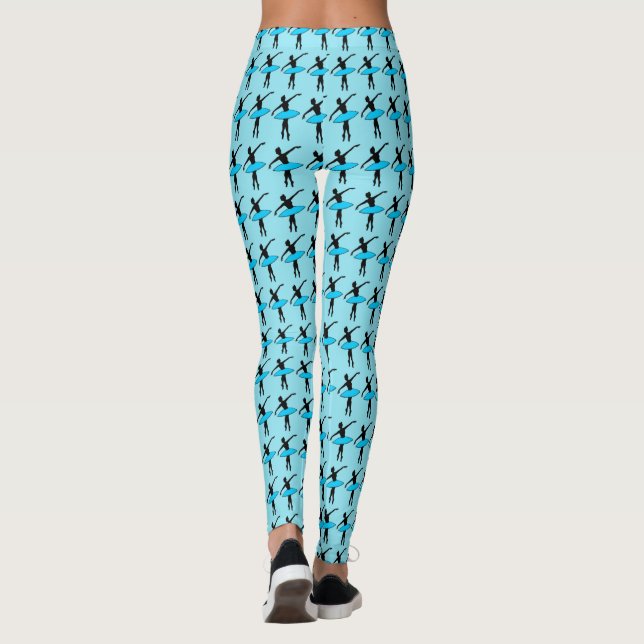 Ballet Dancer Ballerina Silhouette Leggings Blue (Baksida)