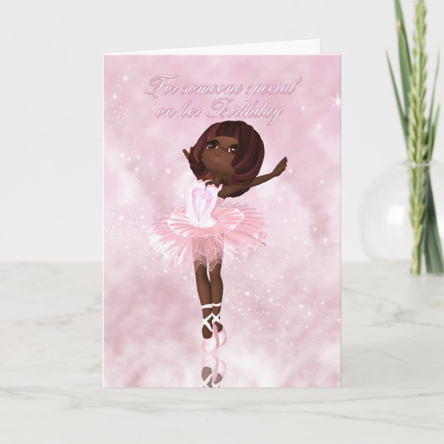 Ballet Dancer Birthday Card - African American Bal Kort (Framsida)