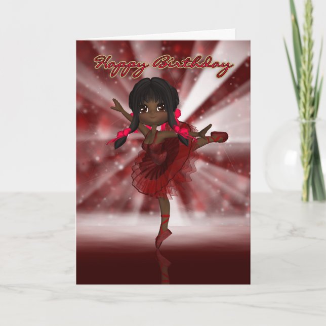 Ballet Dancer Birthday Card - African American Bal Kort (Framsida)