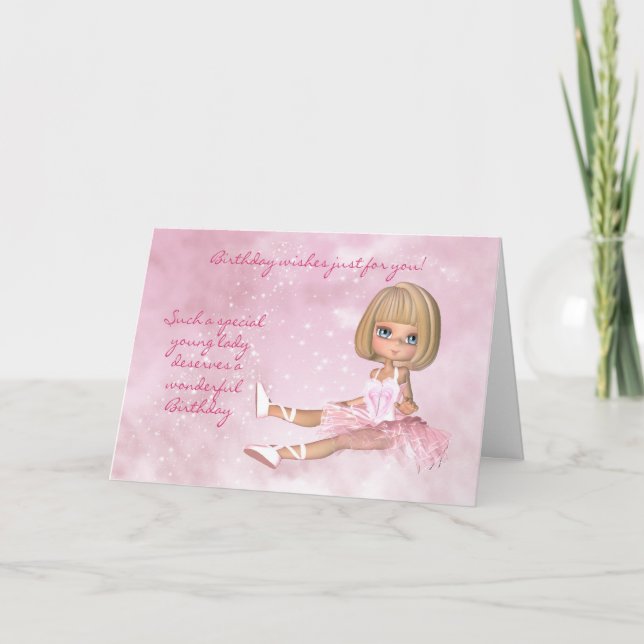 Ballet Dancer Birthday Card - Ballerina Birthday Kort (Framsida)