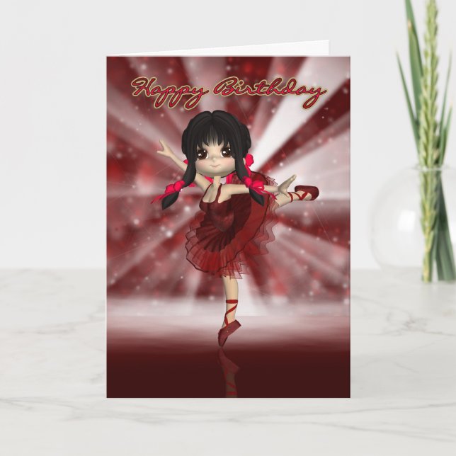Ballet Dancer Birthday Card - Ballerina Birthday Kort (Framsida)