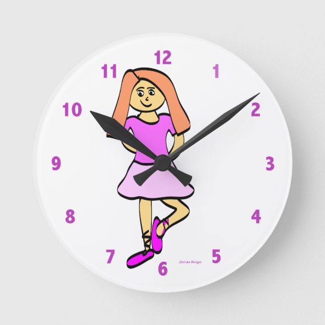 Ballet Dancer Clock Rund Klocka (Framsida)