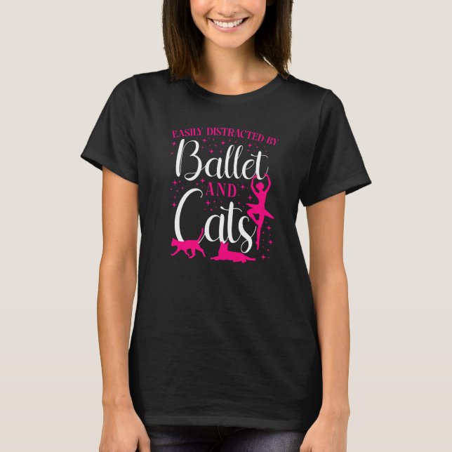 Ballet Dancer Dance Girl Ballerina Cat Easily Dist T Shirt (Framsida)