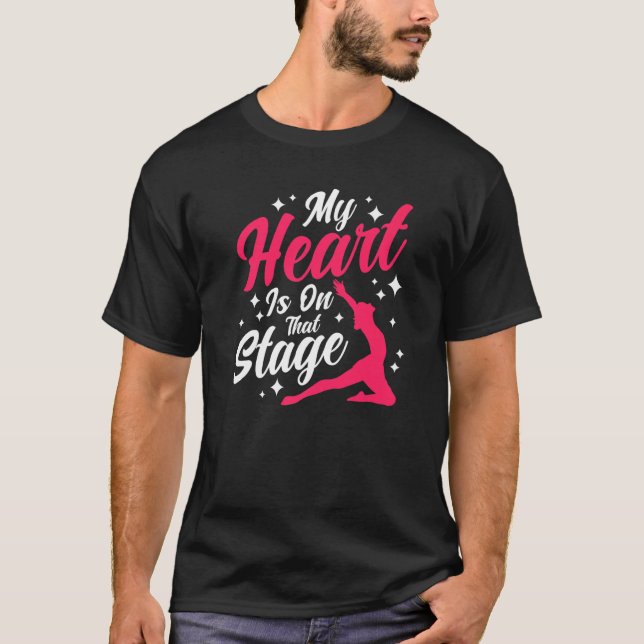 Ballet Dancer Dance Girl Ballerina Heart på scenen T Shirt (Framsida)