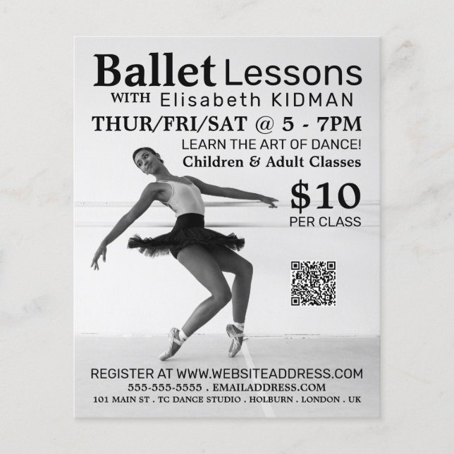 Ballet Dancer, Dance Lesson Advertising Flyer (Framsidan)