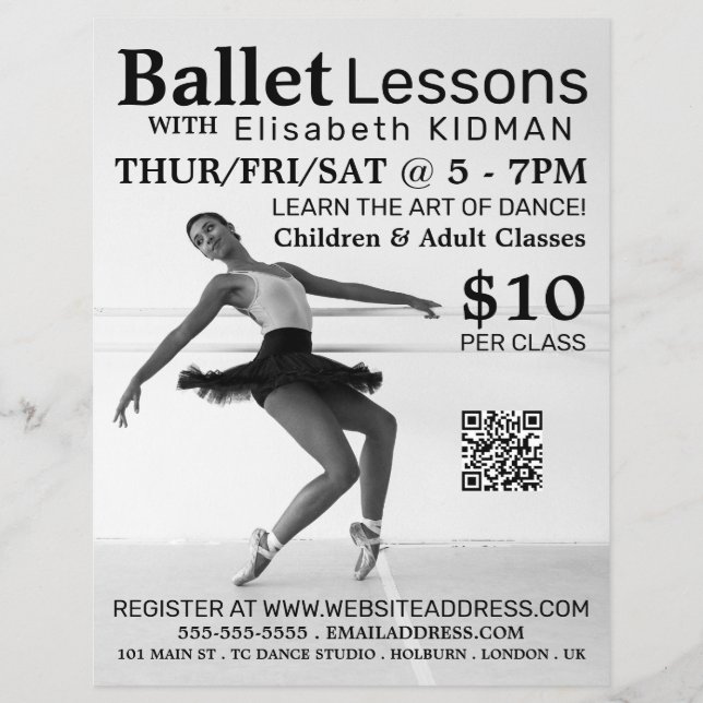 Ballet Dancer, Dance Lesson Advertising Flyer (Framsidan)