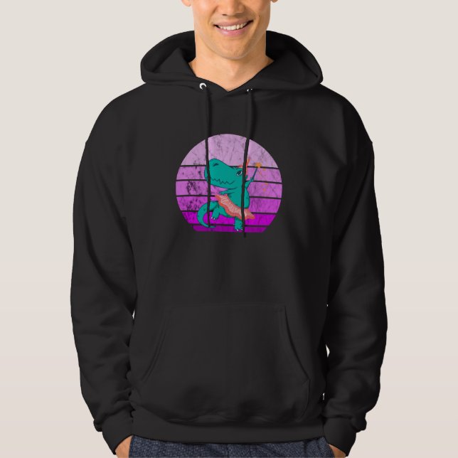 Ballet Dancer Dino Ballerina Rex Retro Sunset Dino Hoodie (Framsida)