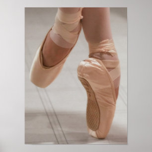Ballet Dancer en Pointe, Feet, Rosa Satin Shoes Poster