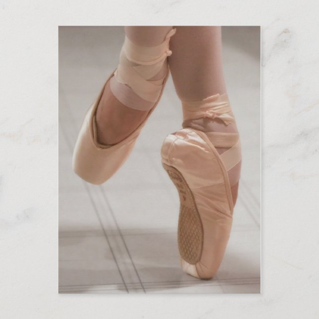 Ballet Dancer en Pointe, Mata, Rosa Satin Shoes Vykort (Framsida)