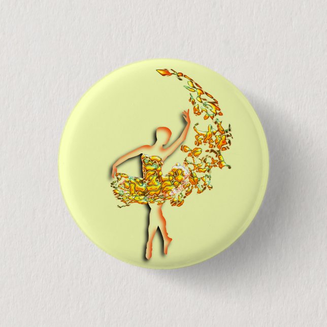 Ballet Dancer Fire Girl Ballerina Button Knapp (Framsida)