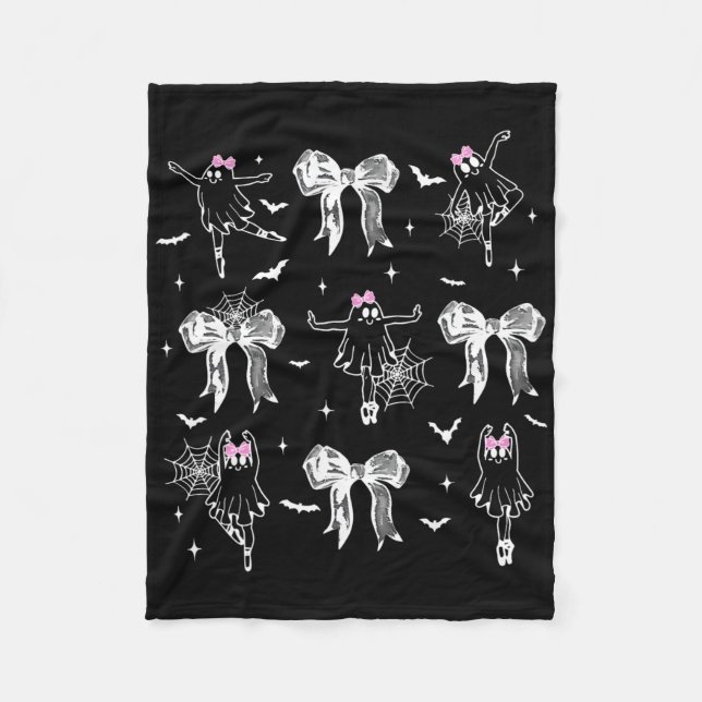 Ballet Dancer Ghost Coquette Bow Halloween Balleri Fleecefilt (Framsidan)
