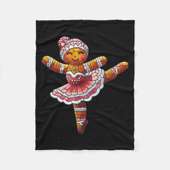 Ballet Dancer Gingerbread Christmas Dance Teacher  Fleecefilt (Framsidan)