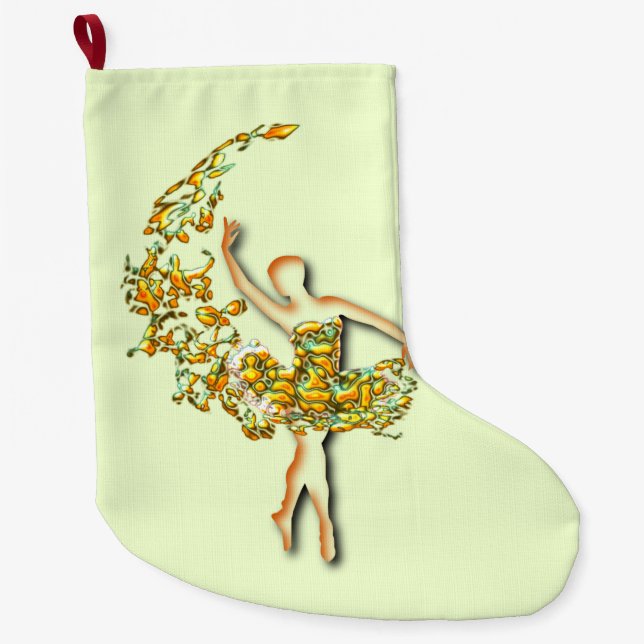 Ballet Dancer Girl-juljakt Stor Julstrumpa (Framsidan)