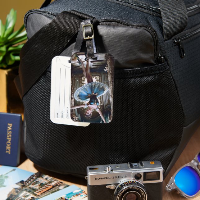 Ballet Dancer i Blue Tutu Bagagebricka (Framsida & Baksida)