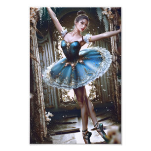 Ballet Dancer i Blue Tutu Fototryck