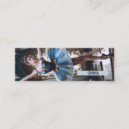 Ballet Dancer i ett bokmärke för eget namn med blå Mini Visitkort