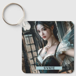 Ballet Dancer i Grönten TuTu och Fairy Vingar Nyckelring