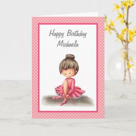 Ballet Dancer i Rosa Dress Personlig Birthday Kort