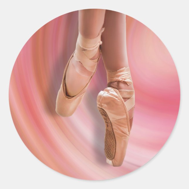 Ballet Dancer i Rosa Runt Klistermärke (Framsida)