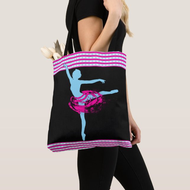 Ballet Dancer med Rosa Rand Tote Bag Tygkasse (Närbild)