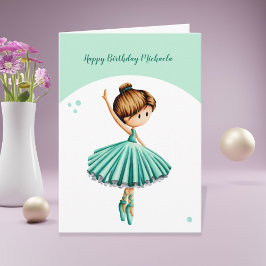 Ballet Dancer Personlig Turkvoise Girl Birthday Kort