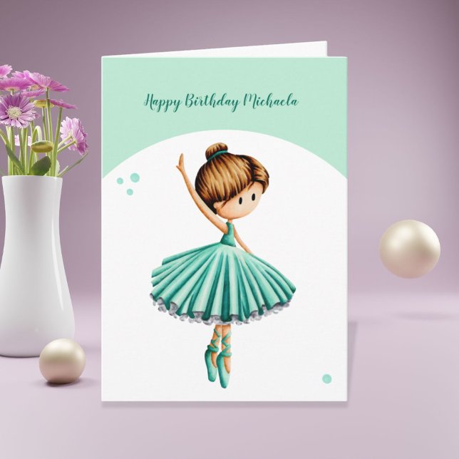 Ballet Dancer Personlig Turkvoise Girl Birthday Kort (Skapare uppladdad)
