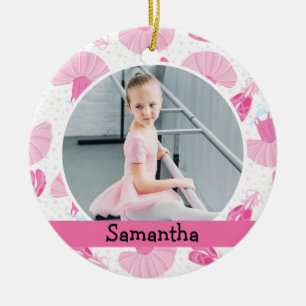 Ballet Dancer Photo Helgdag Monogram Julgransprydnad Keramik