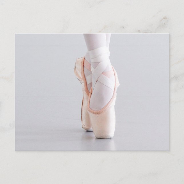 Ballet Dancer Pointe Shoes Rosa Tofflor Vykort (Framsida)