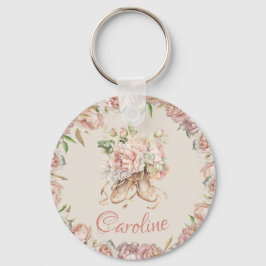 Ballet Dancer Rosa Blommigt Anpassningsbar Nyckelring