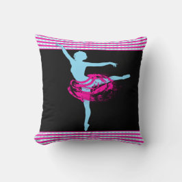 Ballet Dancer Rosa och turkos on Black Kudde
