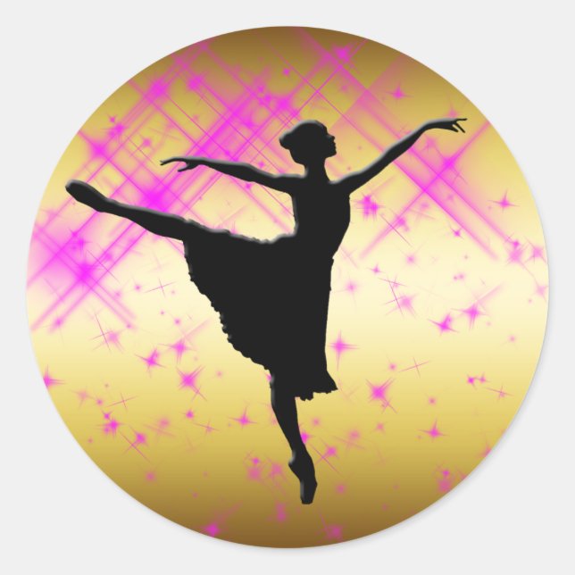 BALLET DANCER SILHOUETTE RUNT KLISTERMÄRKE (Framsida)