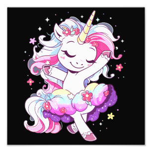 Ballet Dancer Unicorn Girls Rainbow Ballerin Färg Fototryck