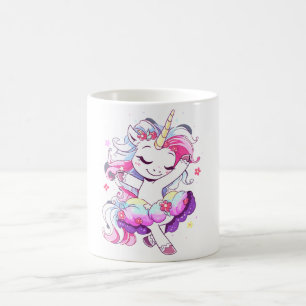 Ballet Dancer Unicorn Girls Rainbow Ballerin Färg Kaffemugg