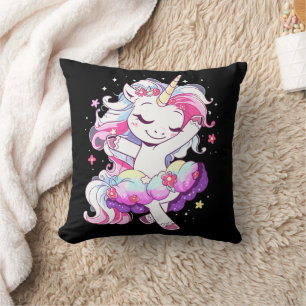 Ballet Dancer Unicorn Girls Rainbow Ballerin Färg Kudde