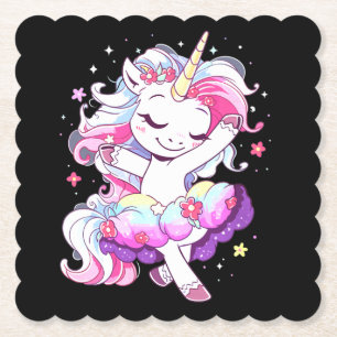 Ballet Dancer Unicorn Girls Rainbow Ballerin Färg Underlägg Papper