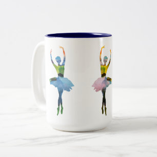 Ballet Dancers Ballerina Watercolor Art Två-Tonad Mugg