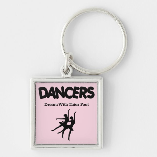 Ballet Dancers drömmer om sin fot Fyrkantig Silverfärgad Nyckelring (Framsidan)