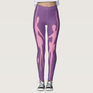 Ballet Dancers Rosa Silhouette på alla Färg Leggings