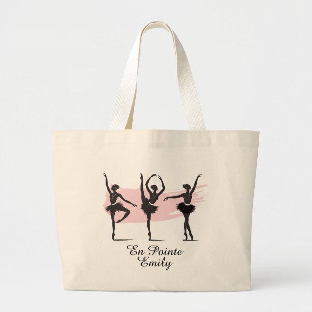 Ballet Dancers Silhouette på Rosa Brush Stroke Jumbo Tygkasse (Framsidan)