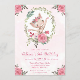 Ballet Dancing Kitten Födelsedagsfest Inbjudningar