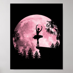Ballet Dancing Rosa Fullt-måne Ballerina Women Gir Poster