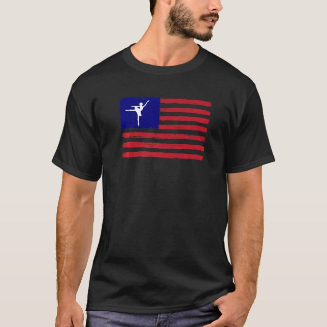 Ballet Dancing Teacher Patriotic Ballerina America T Shirt (Framsida)