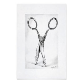 Ballet dans Scissor Ballerina Surreal teckning Fototryck