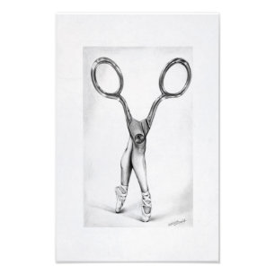 Ballet dans Scissor Ballerina Surreal teckning Fototryck
