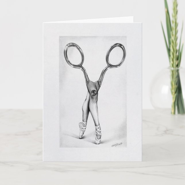 Ballet dans Scissor Ballerina Surreal teckning Kort (Framsida)