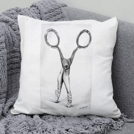 Ballet dans Scissor Ballerina Surreal teckning Kudde