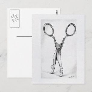 Ballet dans Scissor Ballerina Surreal teckning Vykort
