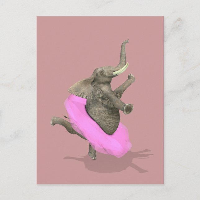 Ballet Elephant En Pointe Vykort (Framsida)
