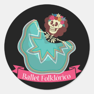 Ballet Folresoxi Mexican Sugar Skull Ballet Dance Runt Klistermärke