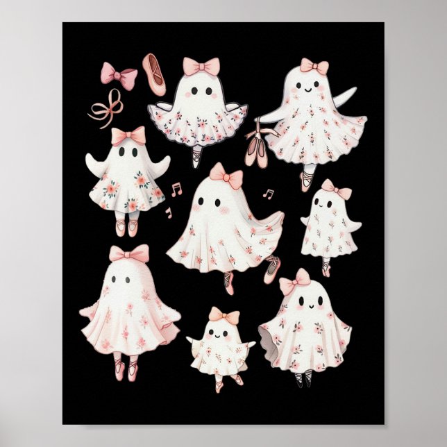 Ballet Ghost Ballet Dancer Spooky Dance Teacher Ha Poster (Framsidan)